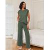 image:imageEkouaer Lounge Sets for Women Two Piece Outfits Knit Cap Sleeve Tops Wide Leg Pleated Pants Casual Dressy Sweater SetsDark Green