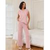 image:imageEkouaer Lounge Sets for Women Two Piece Outfits Knit Cap Sleeve Tops Wide Leg Pleated Pants Casual Dressy Sweater SetsDusty Rose