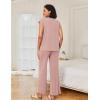 image:imageEkouaer Lounge Sets for Women Two Piece Outfits Knit Cap Sleeve Tops Wide Leg Pleated Pants Casual Dressy Sweater SetsDusty Rose