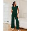 image:imageEkouaer Lounge Sets for Women Two Piece Outfits Knit Cap Sleeve Tops Wide Leg Pleated Pants Casual Dressy Sweater SetsGreen
