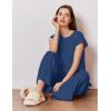 image:imageEkouaer Lounge Sets for Women Two Piece Outfits Knit Cap Sleeve Tops Wide Leg Pleated Pants Casual Dressy Sweater SetsIndigo