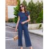 image:imageEkouaer Lounge Sets for Women Two Piece Outfits Knit Cap Sleeve Tops Wide Leg Pleated Pants Casual Dressy Sweater SetsIndigo