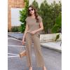 image:imageEkouaer Lounge Sets for Women Two Piece Outfits Knit Cap Sleeve Tops Wide Leg Pleated Pants Casual Dressy Sweater SetsKhaki