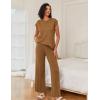 image:imageEkouaer Lounge Sets for Women Two Piece Outfits Knit Cap Sleeve Tops Wide Leg Pleated Pants Casual Dressy Sweater SetsLight Brown