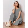 image:imageEkouaer Lounge Sets for Women Two Piece Outfits Knit Cap Sleeve Tops Wide Leg Pleated Pants Casual Dressy Sweater SetsLight Gray