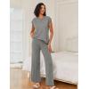 image:imageEkouaer Lounge Sets for Women Two Piece Outfits Knit Cap Sleeve Tops Wide Leg Pleated Pants Casual Dressy Sweater SetsLight Gray