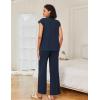 image:imageEkouaer Lounge Sets for Women Two Piece Outfits Knit Cap Sleeve Tops Wide Leg Pleated Pants Casual Dressy Sweater SetsNavy Blue