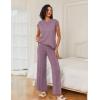 image:imageEkouaer Lounge Sets for Women Two Piece Outfits Knit Cap Sleeve Tops Wide Leg Pleated Pants Casual Dressy Sweater SetsPurple