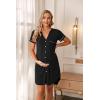 image:imageEkouaer Nightgowns for Women Button Down Night Gowns Short Sleeve Sleep Shirt V Neck Nightshirt Soft Sleepwear Pajams DressBlack