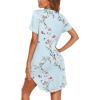 image:imageEkouaer Nightgowns for Women Button Down Night Gowns Short Sleeve Sleep Shirt V Neck Nightshirt Soft Sleepwear Pajams DressBlue Floral