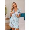 image:imageEkouaer Nightgowns for Women Button Down Night Gowns Short Sleeve Sleep Shirt V Neck Nightshirt Soft Sleepwear Pajams DressBlue Floral