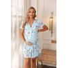 image:imageEkouaer Nightgowns for Women Button Down Night Gowns Short Sleeve Sleep Shirt V Neck Nightshirt Soft Sleepwear Pajams DressBlue Floral