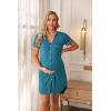 image:imageEkouaer Nightgowns for Women Button Down Night Gowns Short Sleeve Sleep Shirt V Neck Nightshirt Soft Sleepwear Pajams DressBlue Green