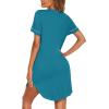 image:imageEkouaer Nightgowns for Women Button Down Night Gowns Short Sleeve Sleep Shirt V Neck Nightshirt Soft Sleepwear Pajams DressBlue Green