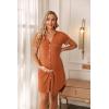 image:imageEkouaer Nightgowns for Women Button Down Night Gowns Short Sleeve Sleep Shirt V Neck Nightshirt Soft Sleepwear Pajams DressCamel