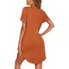 image:imageEkouaer Nightgowns for Women Button Down Night Gowns Short Sleeve Sleep Shirt V Neck Nightshirt Soft Sleepwear Pajams DressCamel