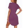image:imageEkouaer Nightgowns for Women Button Down Night Gowns Short Sleeve Sleep Shirt V Neck Nightshirt Soft Sleepwear Pajams DressDeep Purple