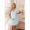 image:imageEkouaer Nightgowns for Women Button Down Night Gowns Short Sleeve Sleep Shirt V Neck Nightshirt Soft Sleepwear Pajams DressLight Blue