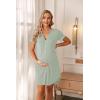 image:imageEkouaer Nightgowns for Women Button Down Night Gowns Short Sleeve Sleep Shirt V Neck Nightshirt Soft Sleepwear Pajams DressLight Green