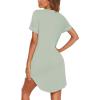 image:imageEkouaer Nightgowns for Women Button Down Night Gowns Short Sleeve Sleep Shirt V Neck Nightshirt Soft Sleepwear Pajams DressLight Green
