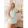 image:imageEkouaer Nightgowns for Women Button Down Night Gowns Short Sleeve Sleep Shirt V Neck Nightshirt Soft Sleepwear Pajams DressLittle Daisy