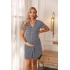 image:imageEkouaer Nightgowns for Women Button Down Night Gowns Short Sleeve Sleep Shirt V Neck Nightshirt Soft Sleepwear Pajams DressMight Grey
