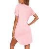 image:imageEkouaer Nightgowns for Women Button Down Night Gowns Short Sleeve Sleep Shirt V Neck Nightshirt Soft Sleepwear Pajams DressMisty Rose