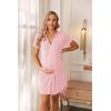 image:imageEkouaer Nightgowns for Women Button Down Night Gowns Short Sleeve Sleep Shirt V Neck Nightshirt Soft Sleepwear Pajams DressMisty Rose