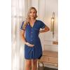 image:imageEkouaer Nightgowns for Women Button Down Night Gowns Short Sleeve Sleep Shirt V Neck Nightshirt Soft Sleepwear Pajams DressNavy