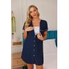 image:imageEkouaer Nightgowns for Women Button Down Night Gowns Short Sleeve Sleep Shirt V Neck Nightshirt Soft Sleepwear Pajams DressNavy Blue