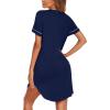 image:imageEkouaer Nightgowns for Women Button Down Night Gowns Short Sleeve Sleep Shirt V Neck Nightshirt Soft Sleepwear Pajams DressNavy Blue