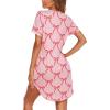 image:imageEkouaer Nightgowns for Women Button Down Night Gowns Short Sleeve Sleep Shirt V Neck Nightshirt Soft Sleepwear Pajams DressPink Bow