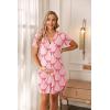 image:imageEkouaer Nightgowns for Women Button Down Night Gowns Short Sleeve Sleep Shirt V Neck Nightshirt Soft Sleepwear Pajams DressPink Bow