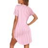image:imageEkouaer Nightgowns for Women Button Down Night Gowns Short Sleeve Sleep Shirt V Neck Nightshirt Soft Sleepwear Pajams DressPink Stripe