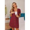 image:imageEkouaer Nightgowns for Women Button Down Night Gowns Short Sleeve Sleep Shirt V Neck Nightshirt Soft Sleepwear Pajams DressWine Red