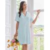 image:imageEkouaer Nightgowns for Women Button Down Night Gowns Short Sleeve Sleep Shirts Boyfriend Nightshirt Classic SleepwearBaby Blue