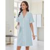 image:imageEkouaer Nightgowns for Women Button Down Night Gowns Short Sleeve Sleep Shirts Boyfriend Nightshirt Classic SleepwearBaby Blue