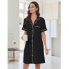 image:imageEkouaer Nightgowns for Women Button Down Night Gowns Short Sleeve Sleep Shirts Boyfriend Nightshirt Classic SleepwearBlack
