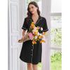 image:imageEkouaer Nightgowns for Women Button Down Night Gowns Short Sleeve Sleep Shirts Boyfriend Nightshirt Classic SleepwearBlack
