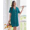 image:imageEkouaer Nightgowns for Women Button Down Night Gowns Short Sleeve Sleep Shirts Boyfriend Nightshirt Classic SleepwearBlue Green