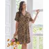 image:imageEkouaer Nightgowns for Women Button Down Night Gowns Short Sleeve Sleep Shirts Boyfriend Nightshirt Classic SleepwearBrown Leopard