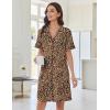 image:imageEkouaer Nightgowns for Women Button Down Night Gowns Short Sleeve Sleep Shirts Boyfriend Nightshirt Classic SleepwearBrown Leopard