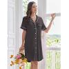 image:imageEkouaer Nightgowns for Women Button Down Night Gowns Short Sleeve Sleep Shirts Boyfriend Nightshirt Classic SleepwearDark Grey