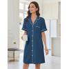 image:imageEkouaer Nightgowns for Women Button Down Night Gowns Short Sleeve Sleep Shirts Boyfriend Nightshirt Classic SleepwearDeep Blue