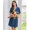 image:imageEkouaer Nightgowns for Women Button Down Night Gowns Short Sleeve Sleep Shirts Boyfriend Nightshirt Classic SleepwearDeep Blue