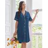 image:imageEkouaer Nightgowns for Women Button Down Night Gowns Short Sleeve Sleep Shirts Boyfriend Nightshirt Classic SleepwearDeep Blue