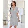image:imageEkouaer Nightgowns for Women Button Down Night Gowns Short Sleeve Sleep Shirts Boyfriend Nightshirt Classic SleepwearLight Grey