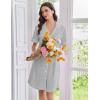 image:imageEkouaer Nightgowns for Women Button Down Night Gowns Short Sleeve Sleep Shirts Boyfriend Nightshirt Classic SleepwearLight Grey