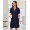 image:imageEkouaer Nightgowns for Women Button Down Night Gowns Short Sleeve Sleep Shirts Boyfriend Nightshirt Classic SleepwearNavy Blue