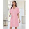 image:imageEkouaer Nightgowns for Women Button Down Night Gowns Short Sleeve Sleep Shirts Boyfriend Nightshirt Classic SleepwearPink